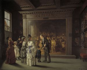Die Besucher vor Rembrandts Nachtwache in Amsterdam by August Jernberg