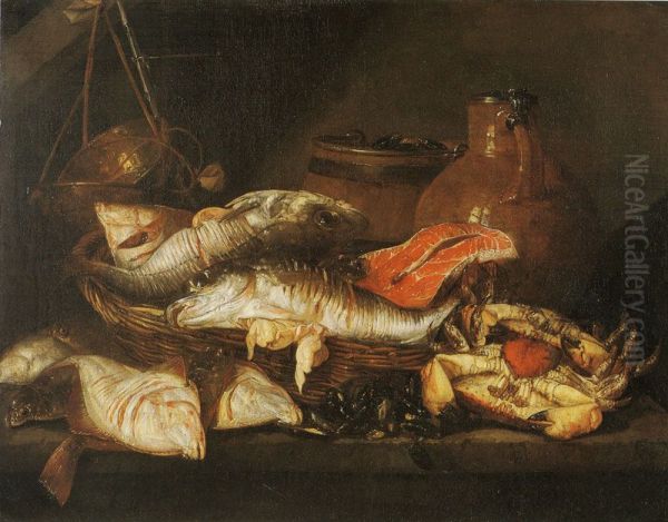 Fish in a Basket near a Scale - view 1