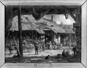 Market Scene by Regis Francois Gignoux