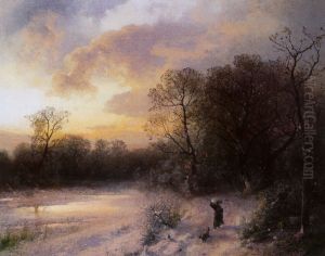 Daybreak on a snowy morning by Hermann Ottomar Herzog