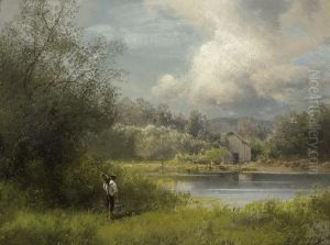 On the way to the fishing hole by Hermann Ottomar Herzog