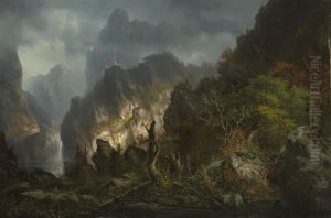 Storm in the mountains by Hermann Ottomar Herzog