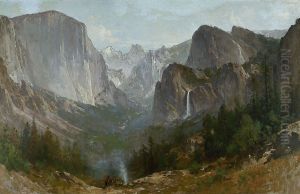 Indians at Campfire, Yosemite Valley, California