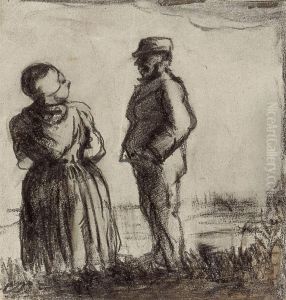 Farmer and His Wife in a Landscape by Theo van Doesburg