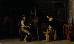 Artist at his studio by Christoffel Jacobsz van der Laemen