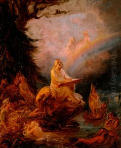 Vainamoinen Playing the Kantele, sketch by Robert Wilhelm Ekman