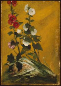 Hollyhocks and Corn (Decorative Panel) by John La Farge