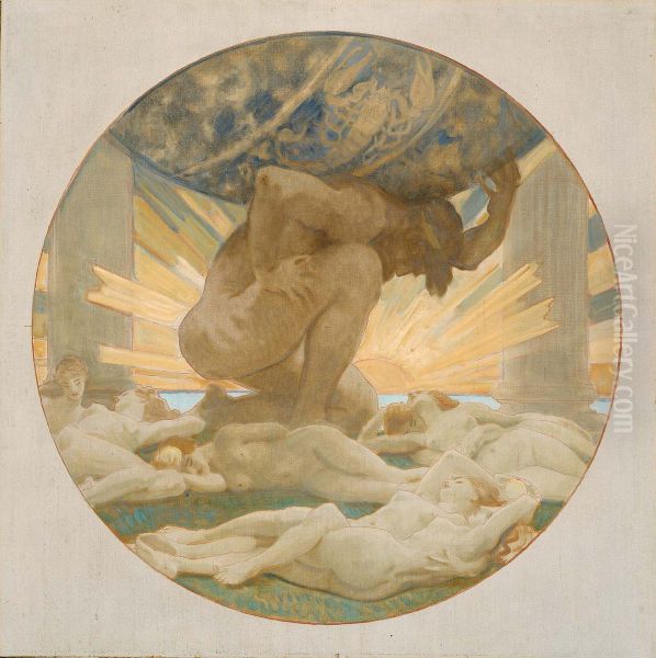 Sketch for Atlas and the Hesperides - view 1