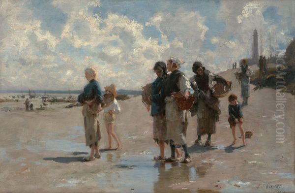 Fishing for Oysters at Cancale - view 1
