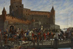 Karl Knutson BondeLeavingVyborg Castlefor theRoyal Electionin Stockholm 1448 by Severin Falkman