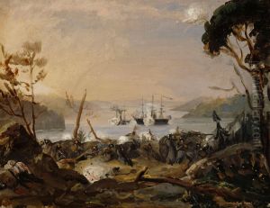 Vakivaltainen tiedustelu Turun seudulla, kohtaus Oolannin sodasta by Robert Wilhelm Ekman