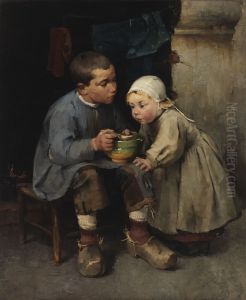 Pikkusiskoaan ruokkiva poika by Helene Schjerfbeck