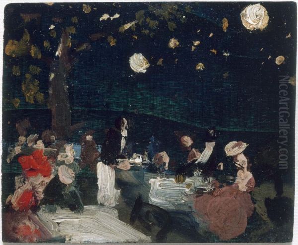 Cafe by Night with Japanese Lanterns - view 1