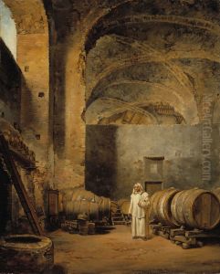 A Monk in a Ruin which Has Been Made into a Wine Cellar by Aleksander Laureus