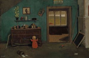 Little Girl in Front of an Open Chest of Drawers
