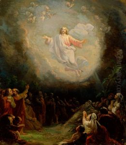 Kristuksen taivaaseenastuminen, luonnos Lemlannin alttaritauluun by Robert Wilhelm Ekman