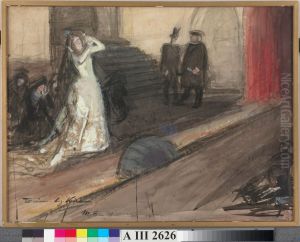 Theatre Scene (Ida Aalberg as Maria Stuart) by Magnus Enckell