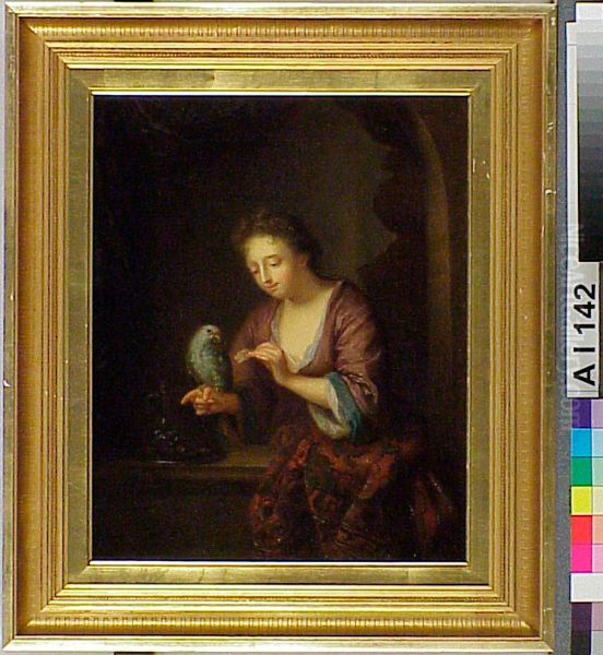 Woman Feeding a Parrot, after Arnold Boonen - view 1