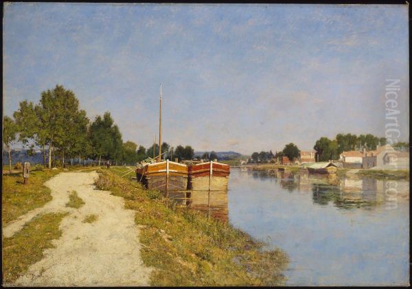 Morning on the Loing at Moret - view 1