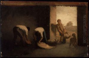 Sheep Shearing at Barbizon by William Morris Hunt
