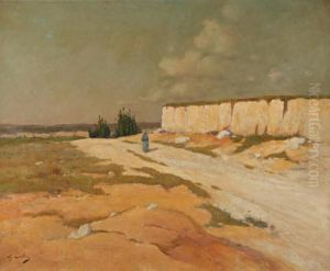 Femme De Dos Dans Un Paysage Provencal by Alfred Casile