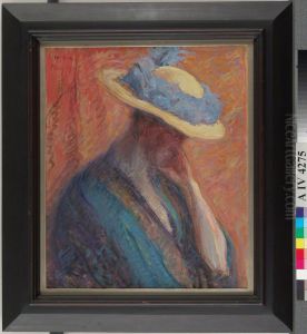 Kvinna med hatt by Vilho Sjostrom