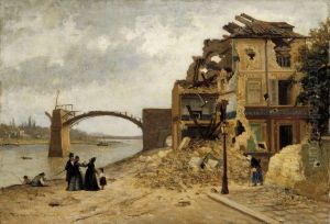 The Bridge at Asnieres after the Siege of Paris in 1871 by Adolf von Becker