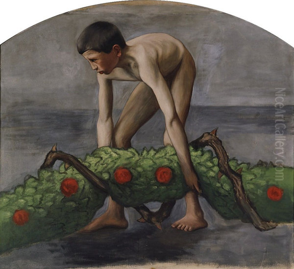 Boy Carrying the Garland of Life - view 1