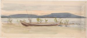 Landscape with boat ashore by Victor Westerholm