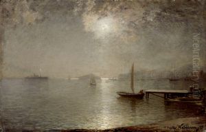 Maritime Landscape in Moonlight by Alfred Wahlberg