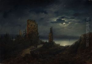 Stegeborg Castle ruins by moonlight Stegeborg Castle ruins by moonlight