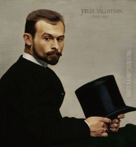 Portrait of Janiski holding his hat by Felix Vallotton