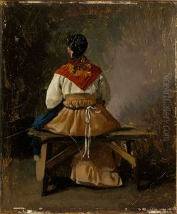 Istuva talonpoikaisnainen by Nikolai Dmitriev-Orenburgsky