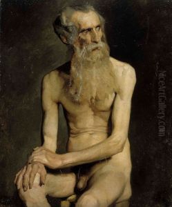 Old Man Seated, Academy Study by Albert Edelfelt