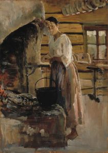 Woman Cooking Whitefish ; Woman grilling fish