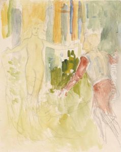 Metsanhaltia, sommitteluluonnos by Albert Edelfelt