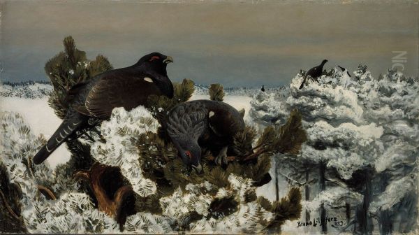 Capercaillies in a Winter Landscape - view 1