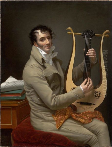Joseph-Dominique Fabry Garat Playing a Lyre Guitar - view 1