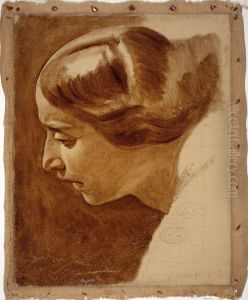 Portrait of a woman (Edla Blommer?) ; unfinished by Nils Blommer