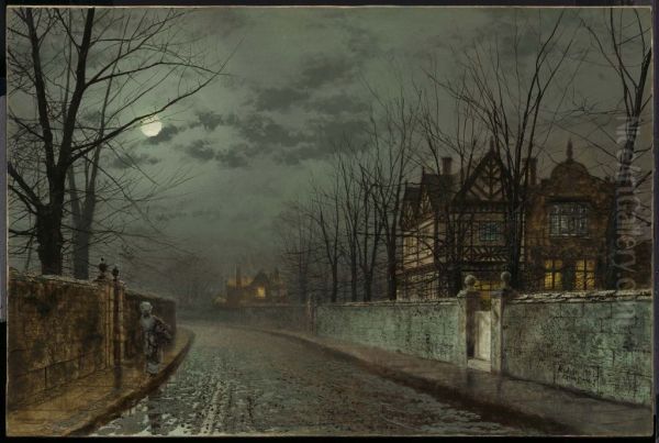 Old English House by Moonlight - view 1