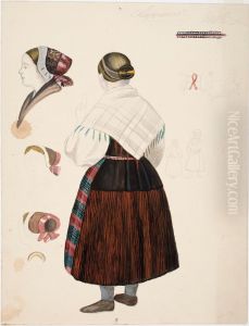 Harjoitelma Lappvetelaisen talonpoikaisnaisen puvusta by Robert Wilhelm Ekman