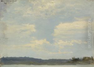 Insjolandskap med molnholjd himmel Insjolandskap med molnholjd himmel