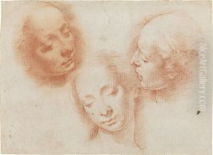 Three Studies Of A Woman's Head by Alessandro Casolani
