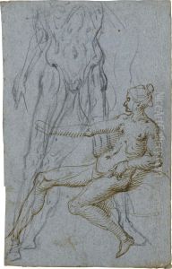 A Seated Female Nude And Another Partial Study Of Astanding Nude by Alessandro Casolani