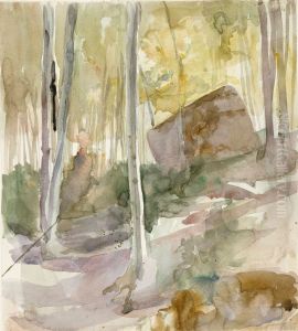 Metsansisusta, suuri kivi by Albert Edelfelt