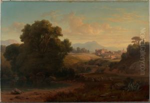 Landscape in Italy by Gustaf Wilhelm Palm