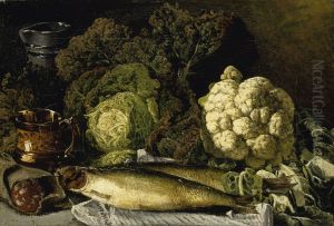 Still Life with Vegetables and Fish by Fanny Churberg