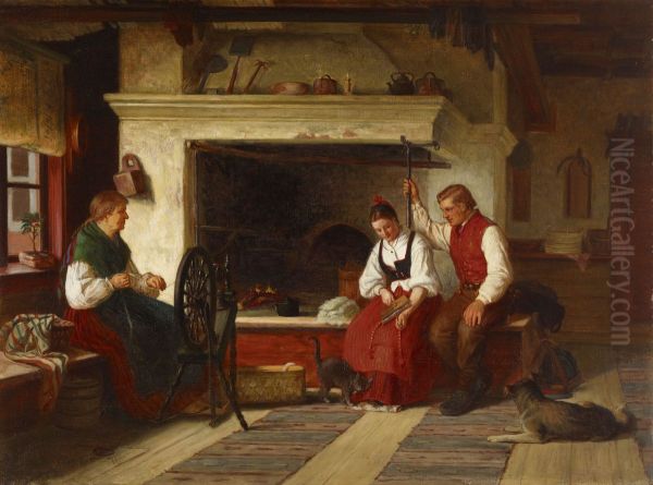 By the Hearth, an Ostrobothnian Courting Scene - view 1