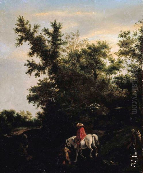 Travelers on a Forest Road - view 1
