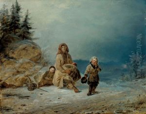 Beggar Family on the Road by Robert Wilhelm Ekman